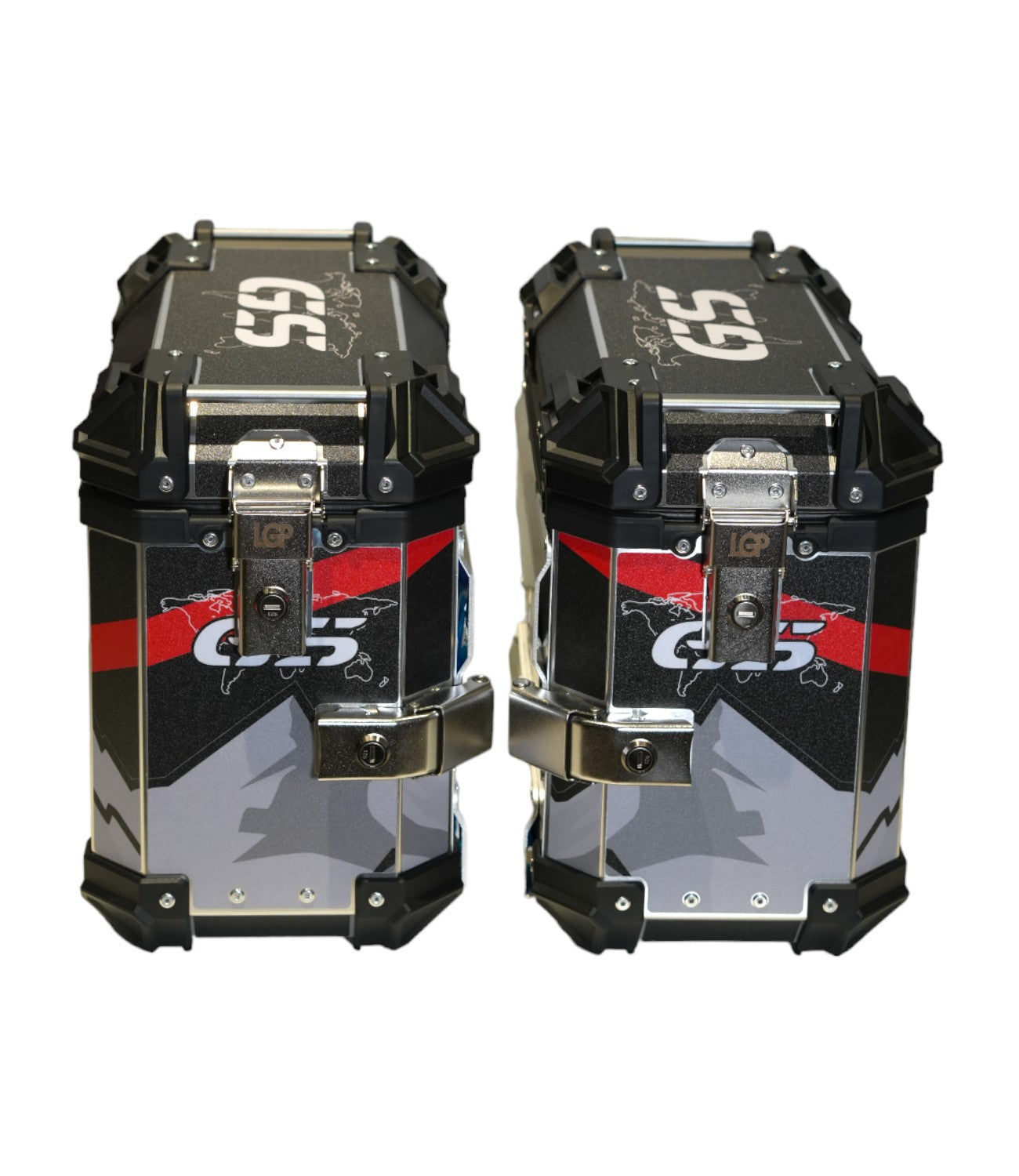 LGP Premium Aluminium GS Graphics 38 Litre Panniers - Motodrift