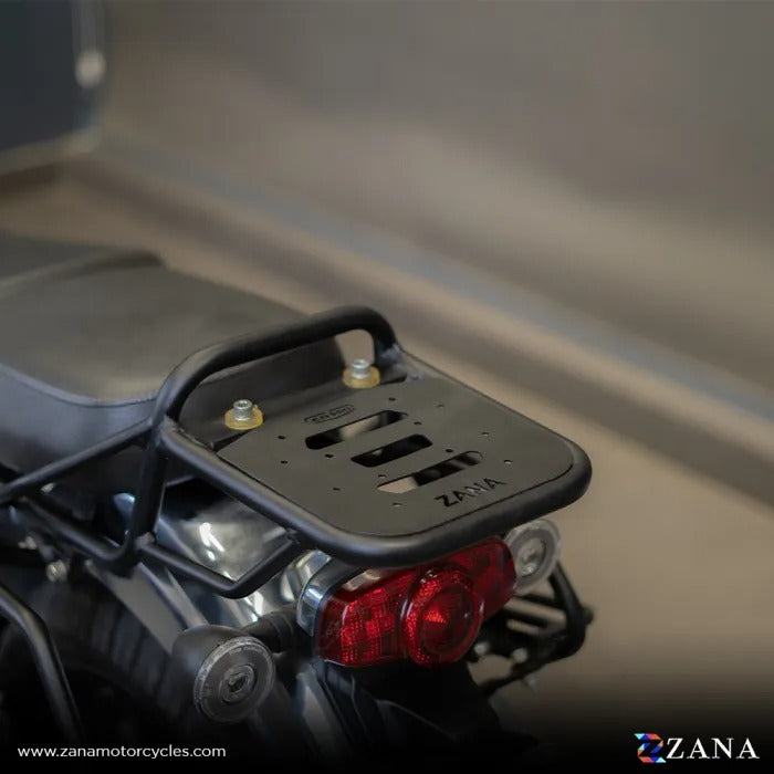 Zana Top Rack With Plate Compatible With Pillion Backrest For Honda CB 350 H'ness - Motodrift