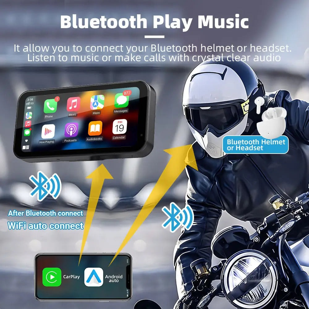 S3 Elite 6.25 inch Motorcycle Navigation with Carplay 2K HD Screen with Camera Remote and TPMS - Motodrift