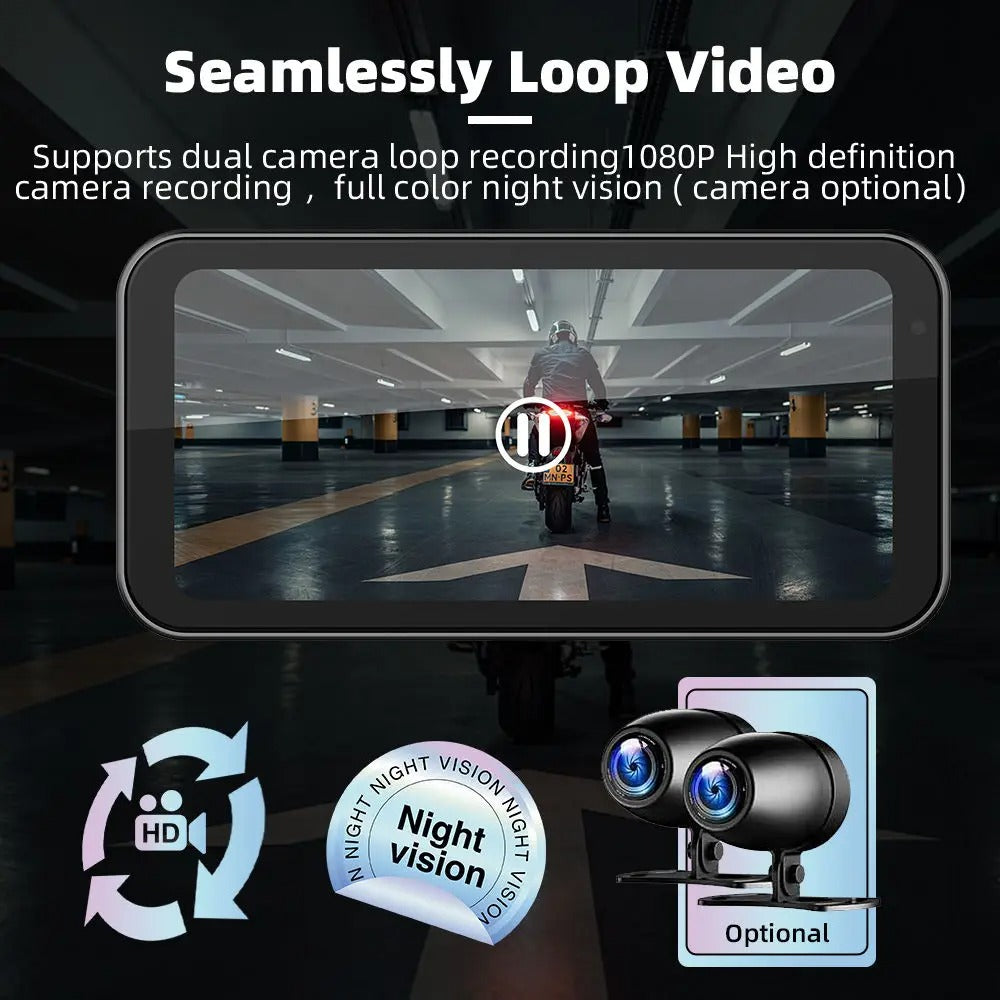 S3 Elite 6.25 inch Motorcycle Navigation with Carplay 2K HD Screen with Camera Remote and TPMS - Motodrift