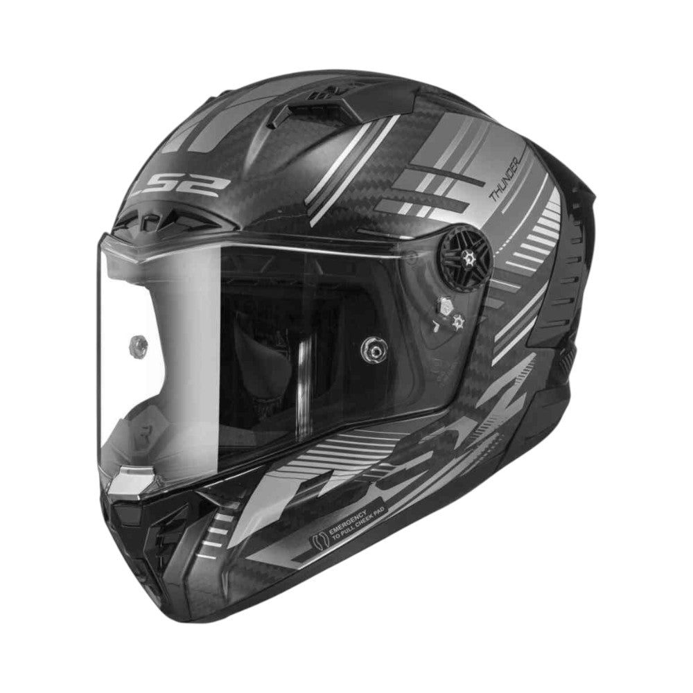 LS2 FF805 Thunder Carbon Volt Gloss Black Grey-06 - Motodrift