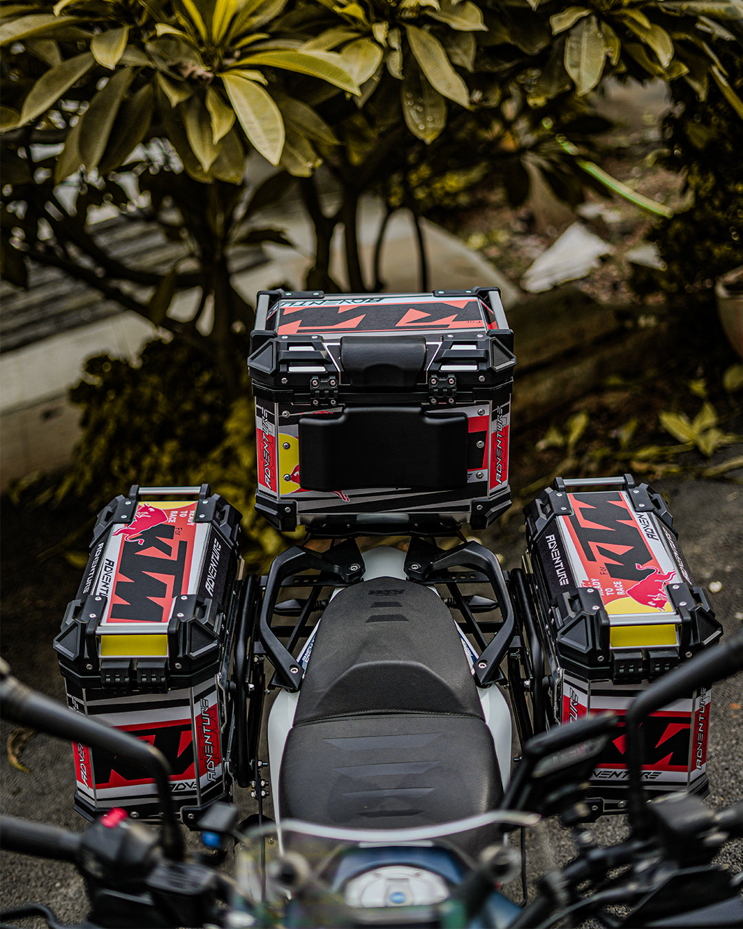 LGP Premium Aluminium KTM Graphics Top Box & Panniers - Motodrift