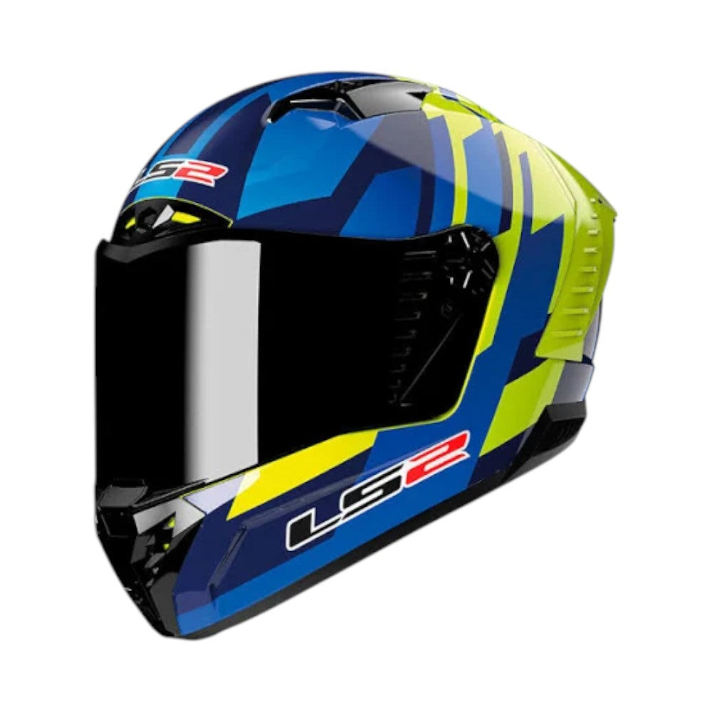 LS2 FF805 Thunder Carbon Gas Blue Hi Viz Yellow - Motodrift