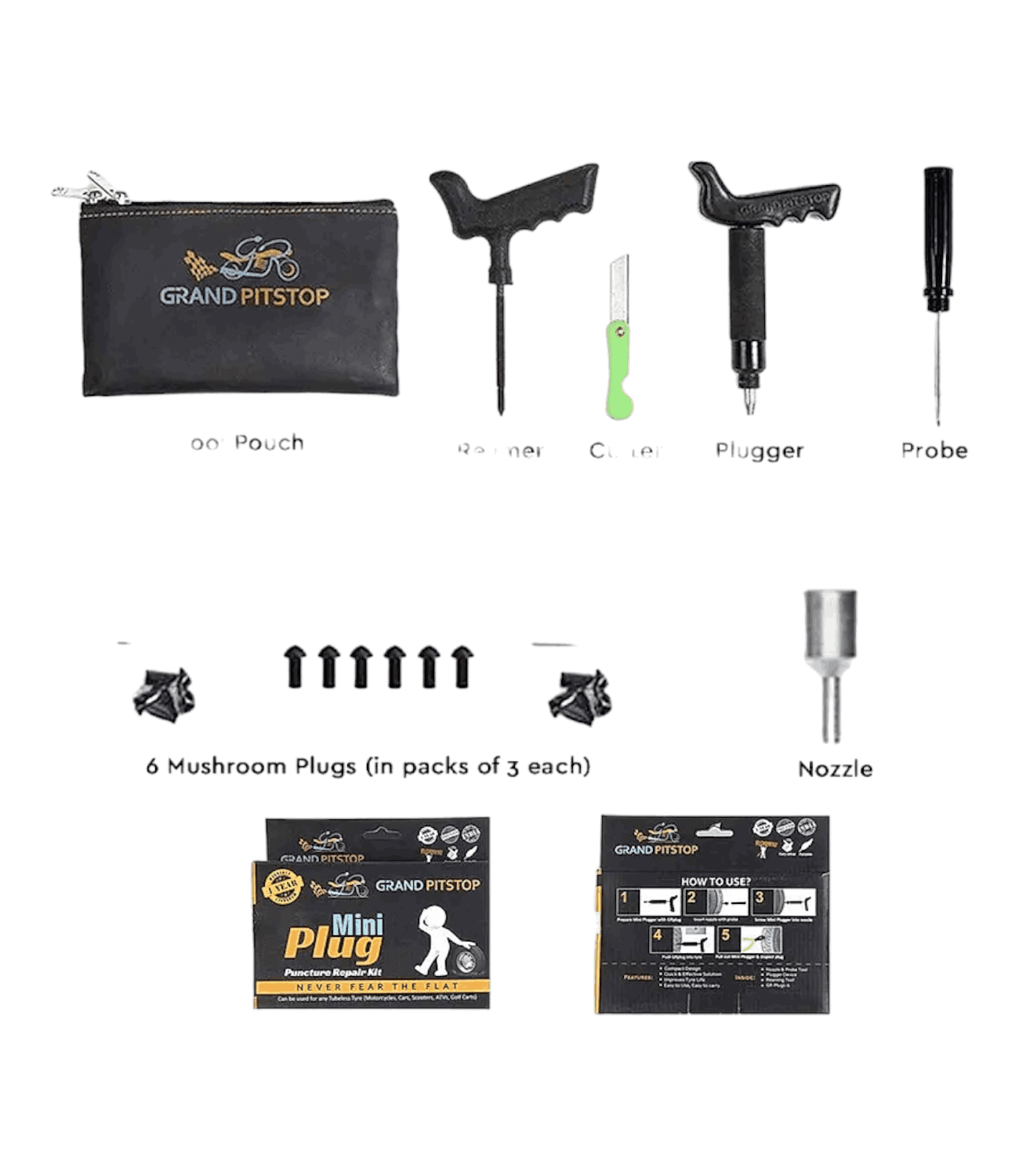 Grand Pitstop Mini Plug Puncture Repair Kit - Motodrift