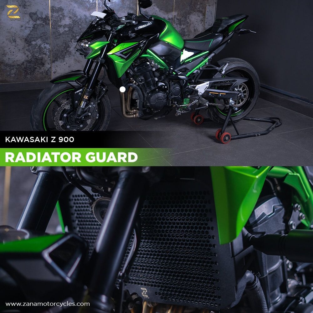 Z Pro Raditor Guard Honeycomb Black For Kawasaki Z900 - Motodrift