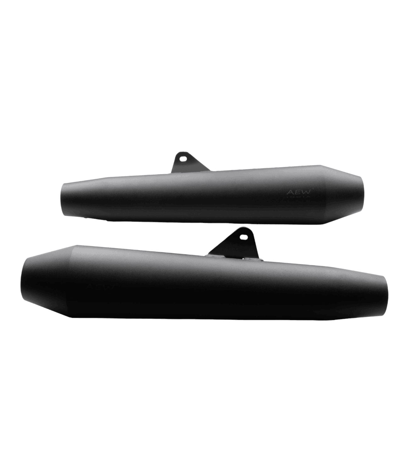 AEW Megaphone Exhaust For Royal Enfield Continental GT / Interceptor 650 TE 102 Mild Steel (Black) - Motodrift