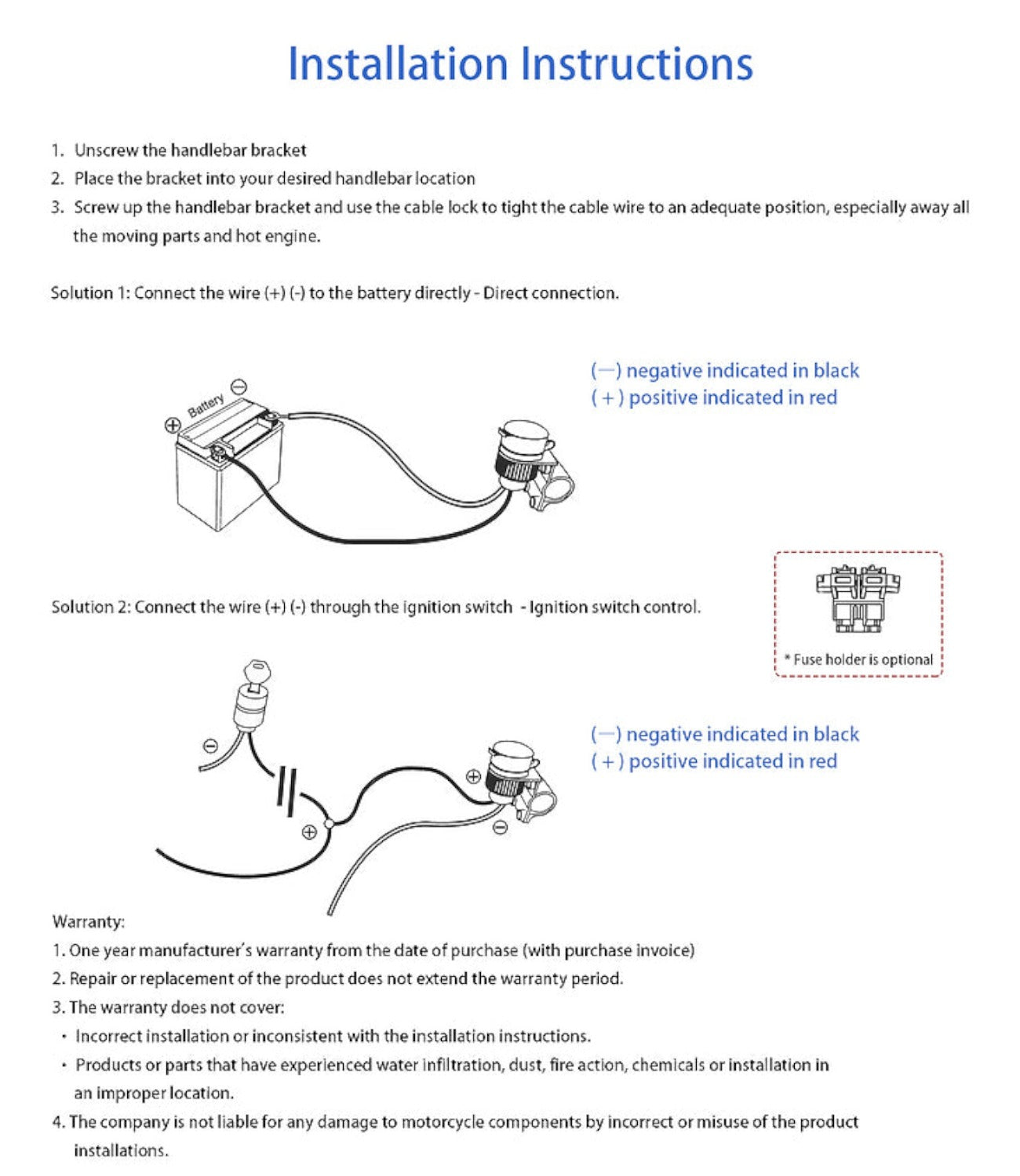 Clifftop Handlebar Mounted 36 W PD USB-C + QC 3.0 (Plastic) - Motodrift
