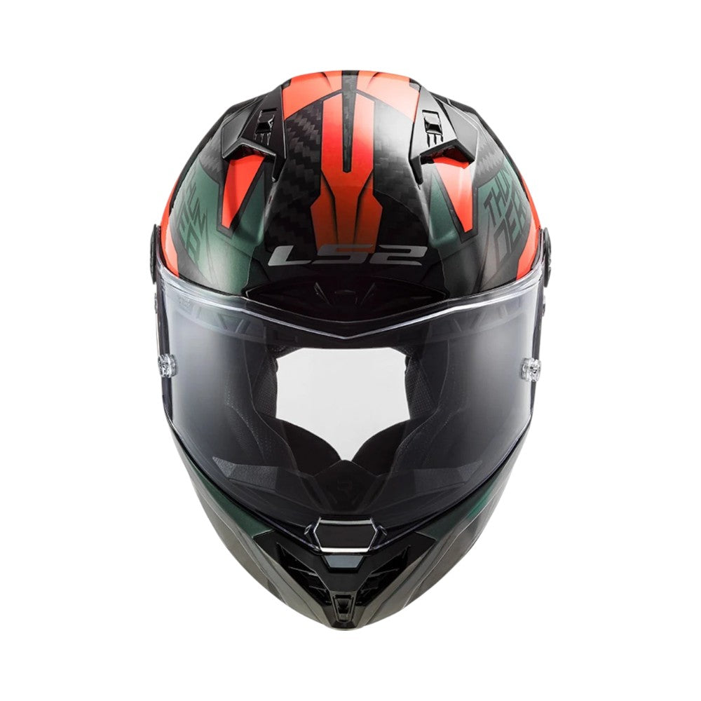 LS2 FF805 Thunder Carbon Chase Gloss Green Orange - Motodrift