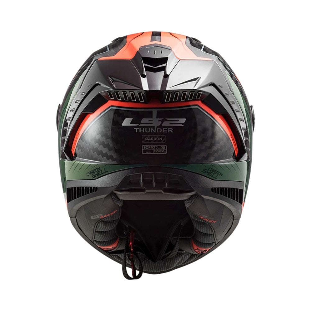 LS2 FF805 Thunder Carbon Chase Gloss Green Orange - Motodrift