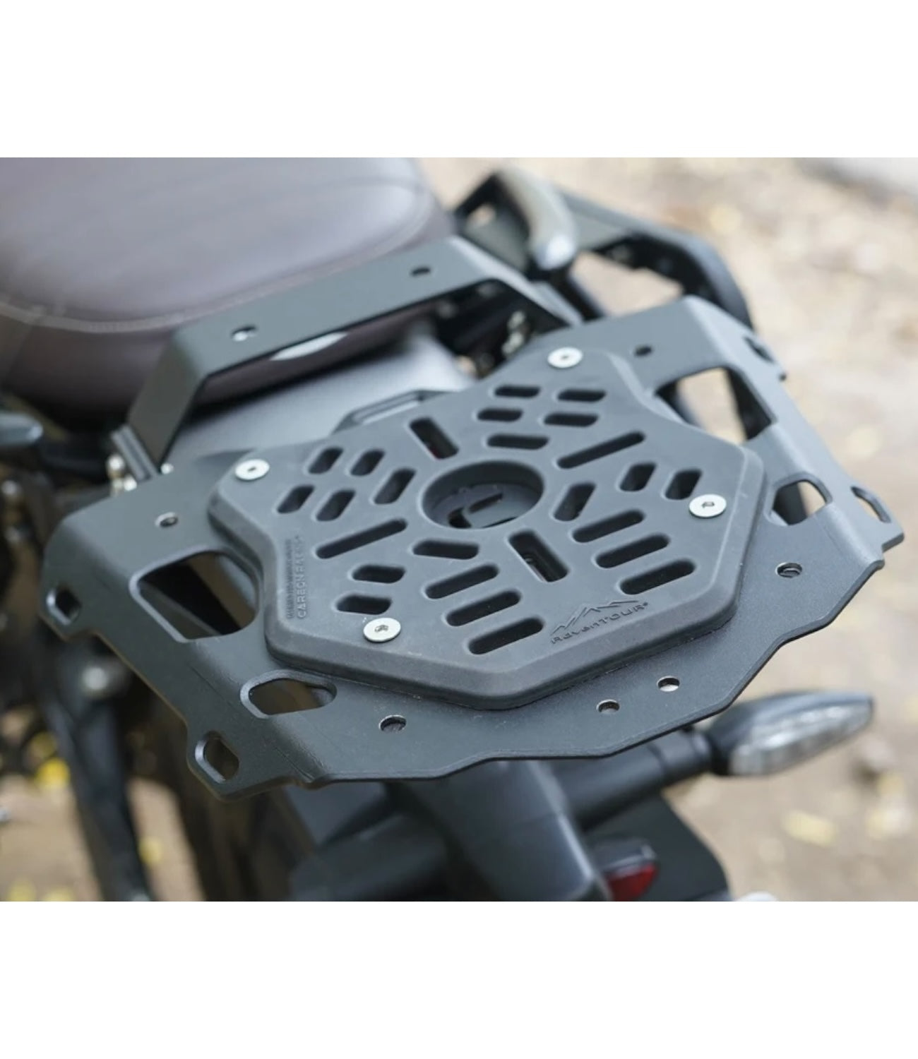Carbon Racing Top Rack & Back Rest Combo with Vibration Dampener For Triumph Scrambler 400 X - Motodrift