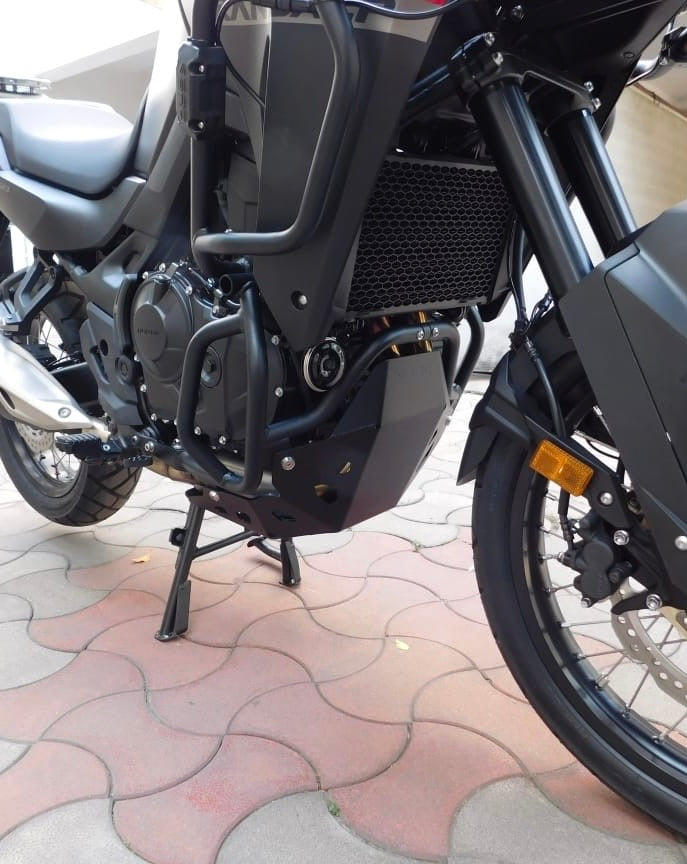 SRC Upper & Lower Crash Bars With Bash Plate For Honda Transalp XL 750 (Black) - Motodrift