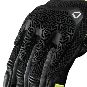 Korda Close-up of a black protective glove with textured palm and brand logo on a white background