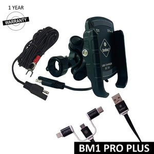 BOBO BM1 PRO PLUS Jaw-Grip Bike Phone Holder with Vibration Damper USB 3.0 - Motodrift