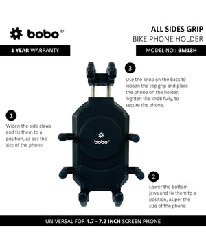 BOBO BM18 Anti-Vibration Bike Phone Holder (with Fast 15W Wireless Charger & USB-C Charging Module) Motorcycle Mobile Mount - Motodrift