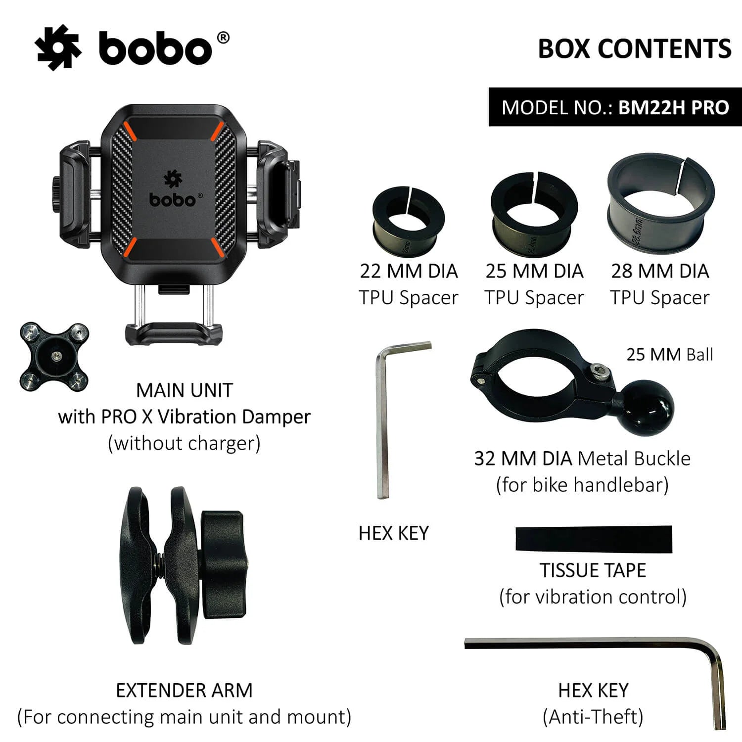 BOBO BM22H PRO Handlebar Mobile Mount - Motodrift