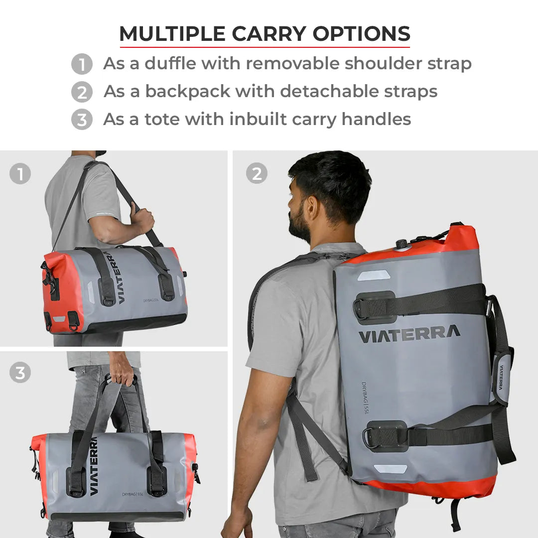 VIATERRA DRYBAG 55L - 100% Waterproof Motorcycle Tailbag (Universal) - Motodrift