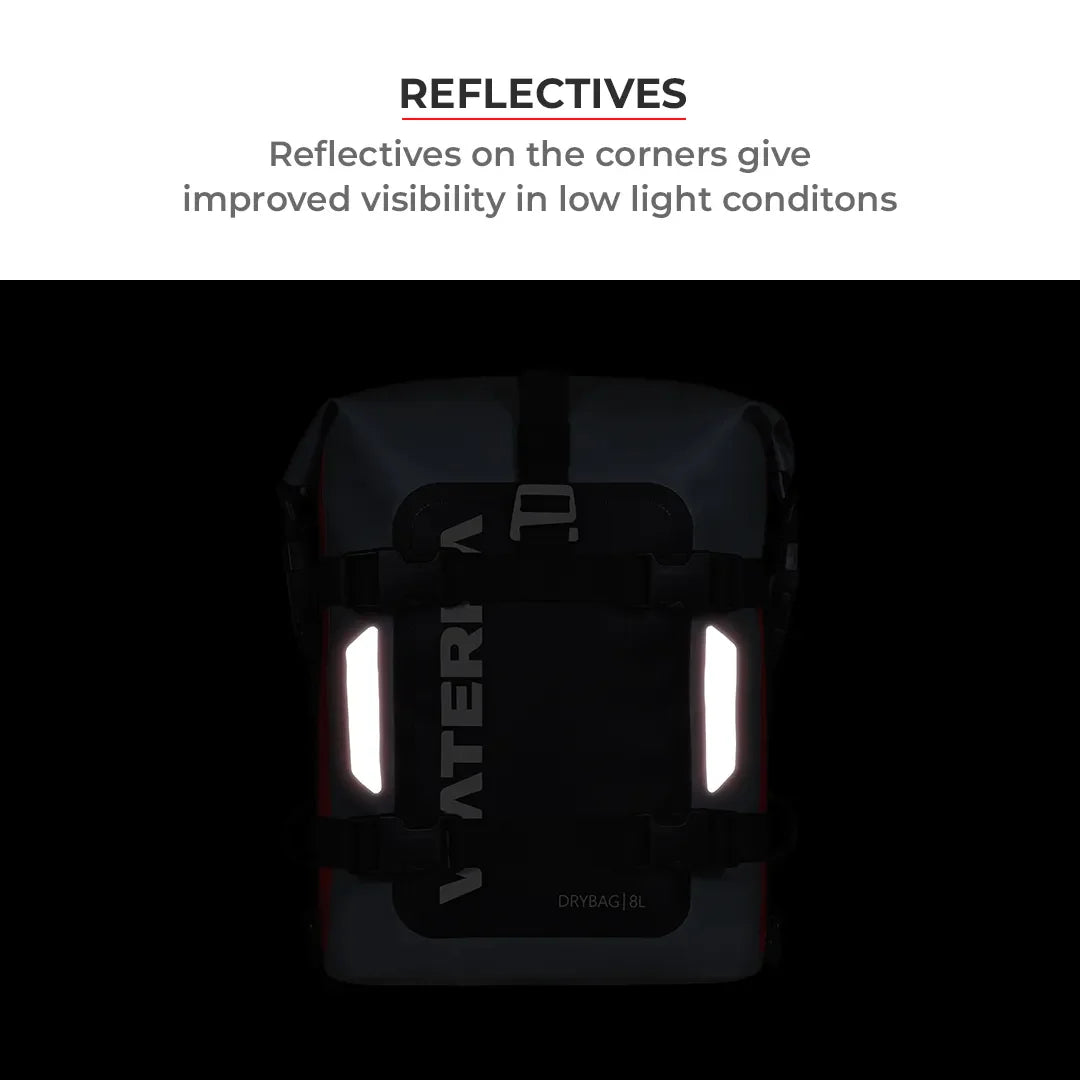 VIATERRA DRYBAG 8L - 100% Waterproof Motorcycle Tailbag / Rear Rack Bag (Universal with Versatile Mounting) - Motodrift