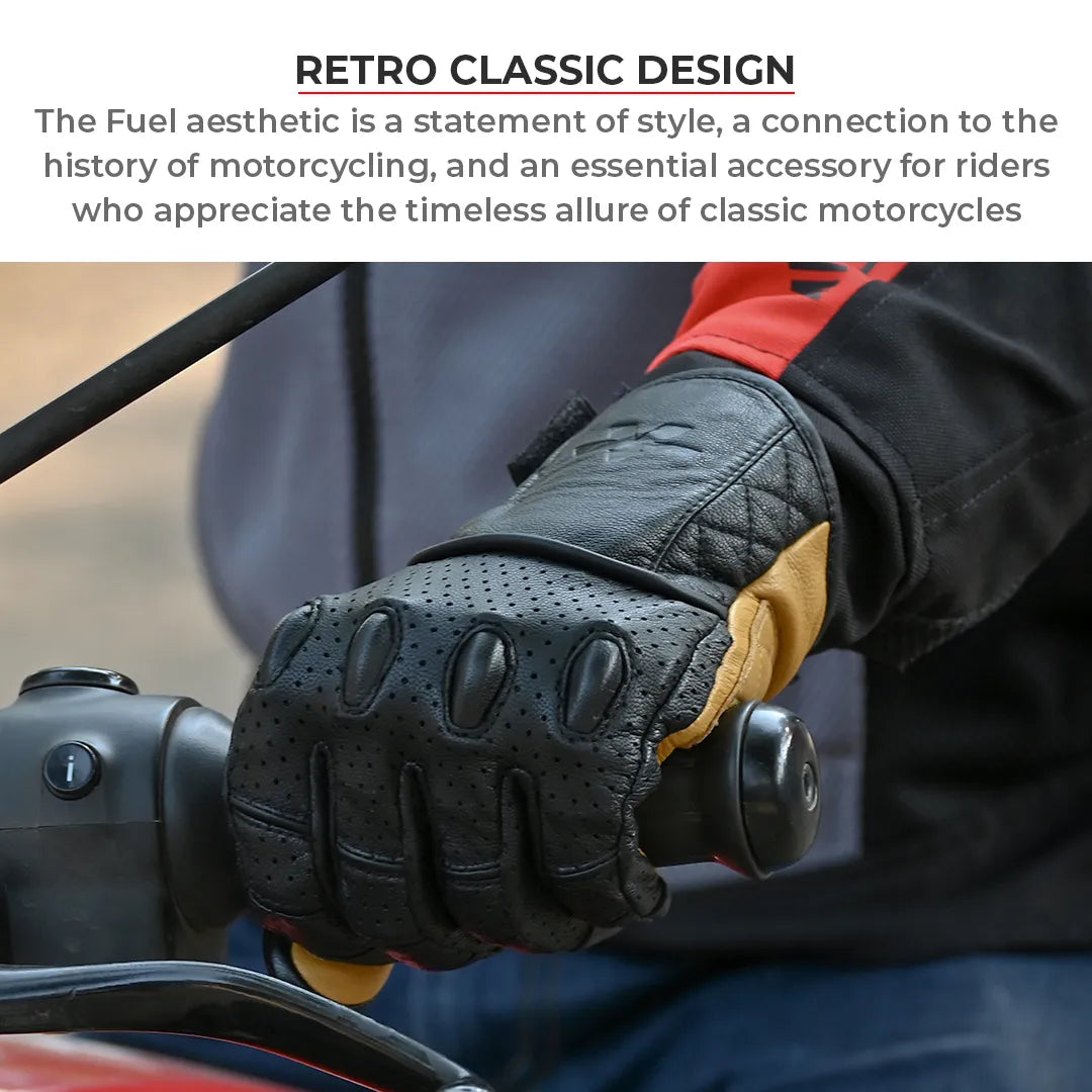 Viaterra FUEL Retro Classic Leather Motorcycle Gloves - Motodrift