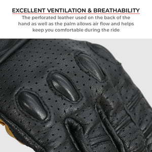 Viaterra FUEL Retro Classic Leather Motorcycle Gloves - Motodrift