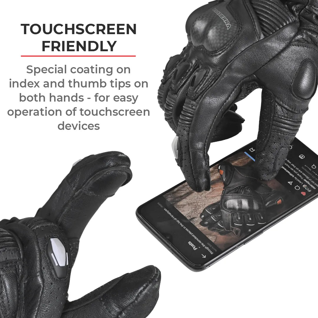 VIATERRA Grid Full Gauntlet Motorcycle Riding Gloves - Orange - Motodrift