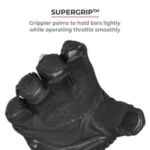 VIATERRA Grid Full Gauntlet Motorcycle Riding Gloves - Orange - Motodrift