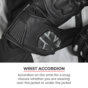 VIATERRA Grid Full Gauntlet Motorcycle Riding Gloves - Orange - Motodrift