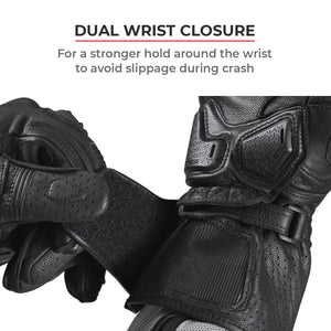 VIATERRA Grid Full Gauntlet Motorcycle Riding Gloves - Orange - Motodrift