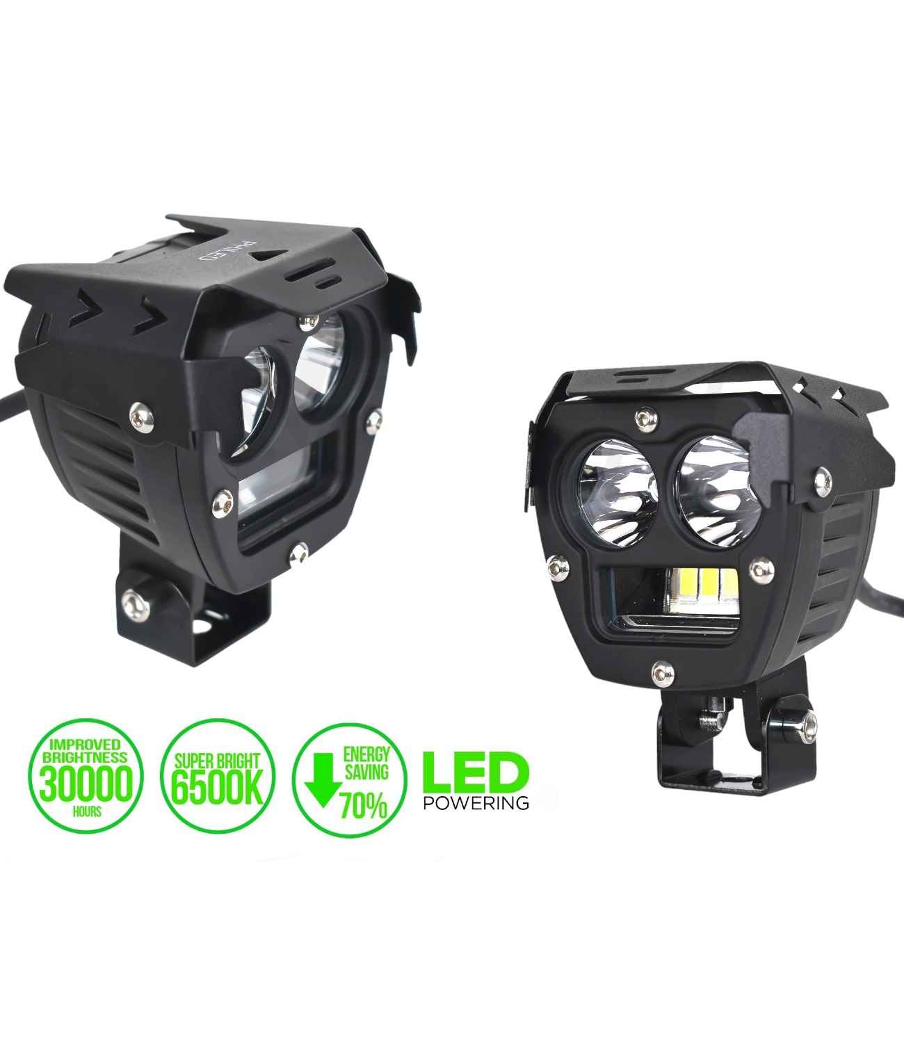 HJG S107 With Harness 80 W P47 Dual Lens LED Auxillary Lights - Motodrift