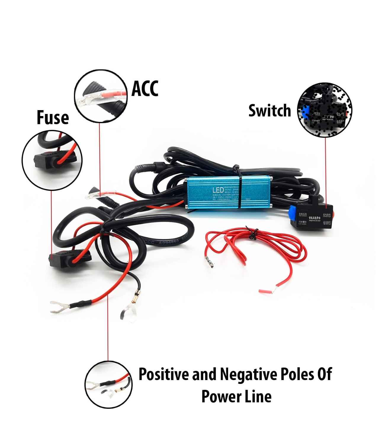 HJG S107 With Harness 80 W P47 Dual Lens LED Auxillary Lights - Motodrift