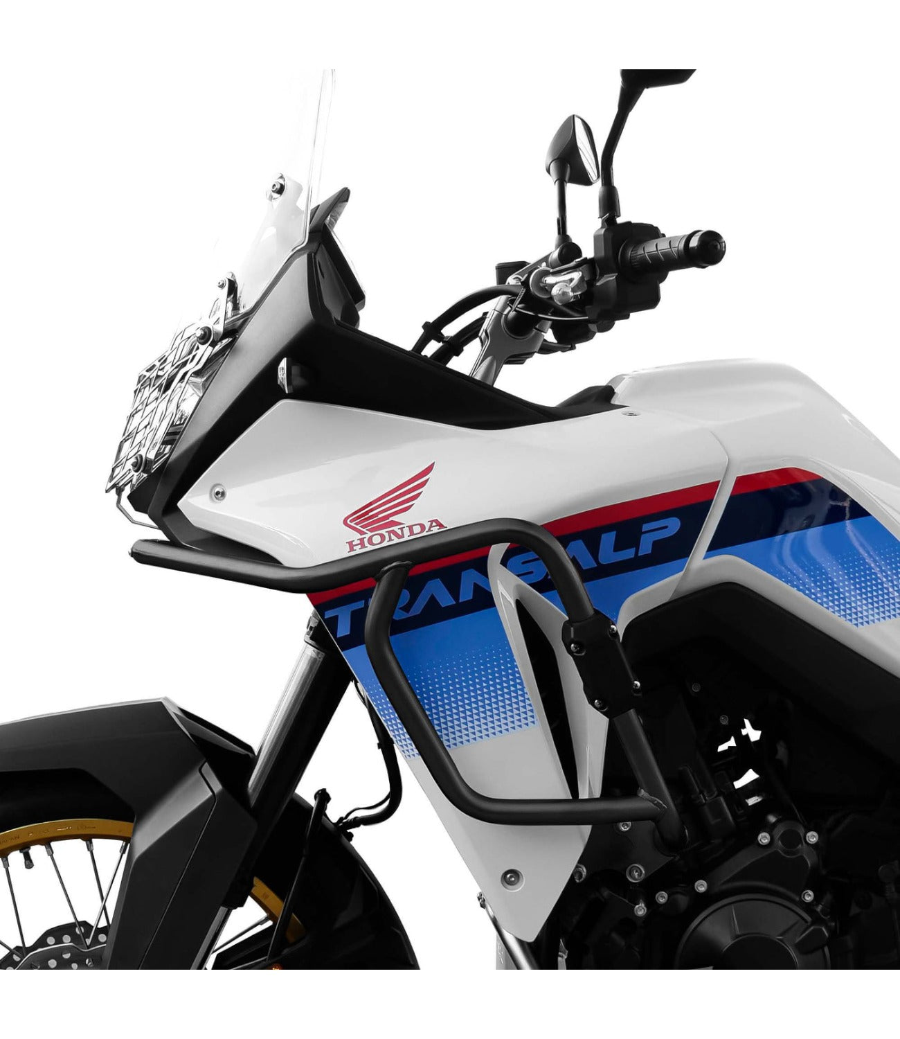 SRC Upper & Lower Crash Bars With Bash Plate For Honda Transalp XL 750 (Black) - Motodrift