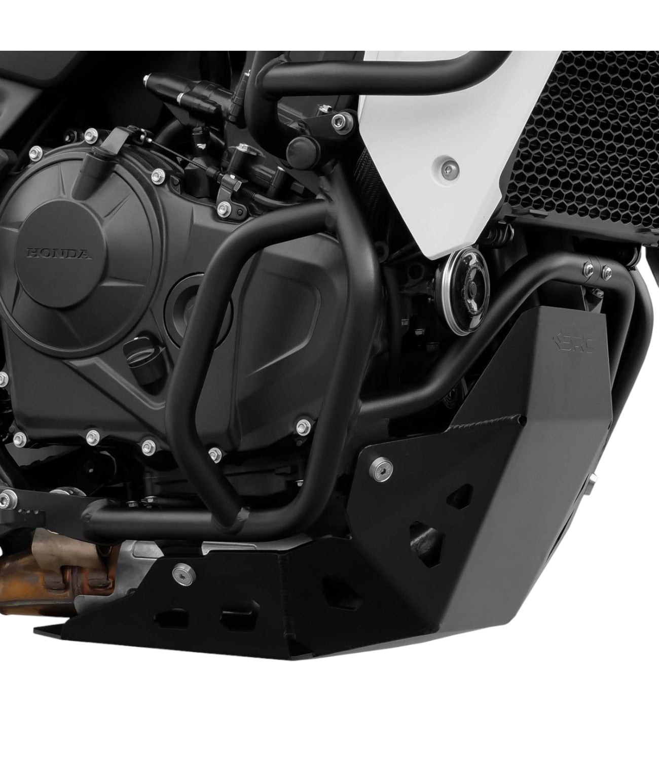 SRC Upper & Lower Crash Bars With Bash Plate For Honda Transalp XL 750 (Black) - Motodrift