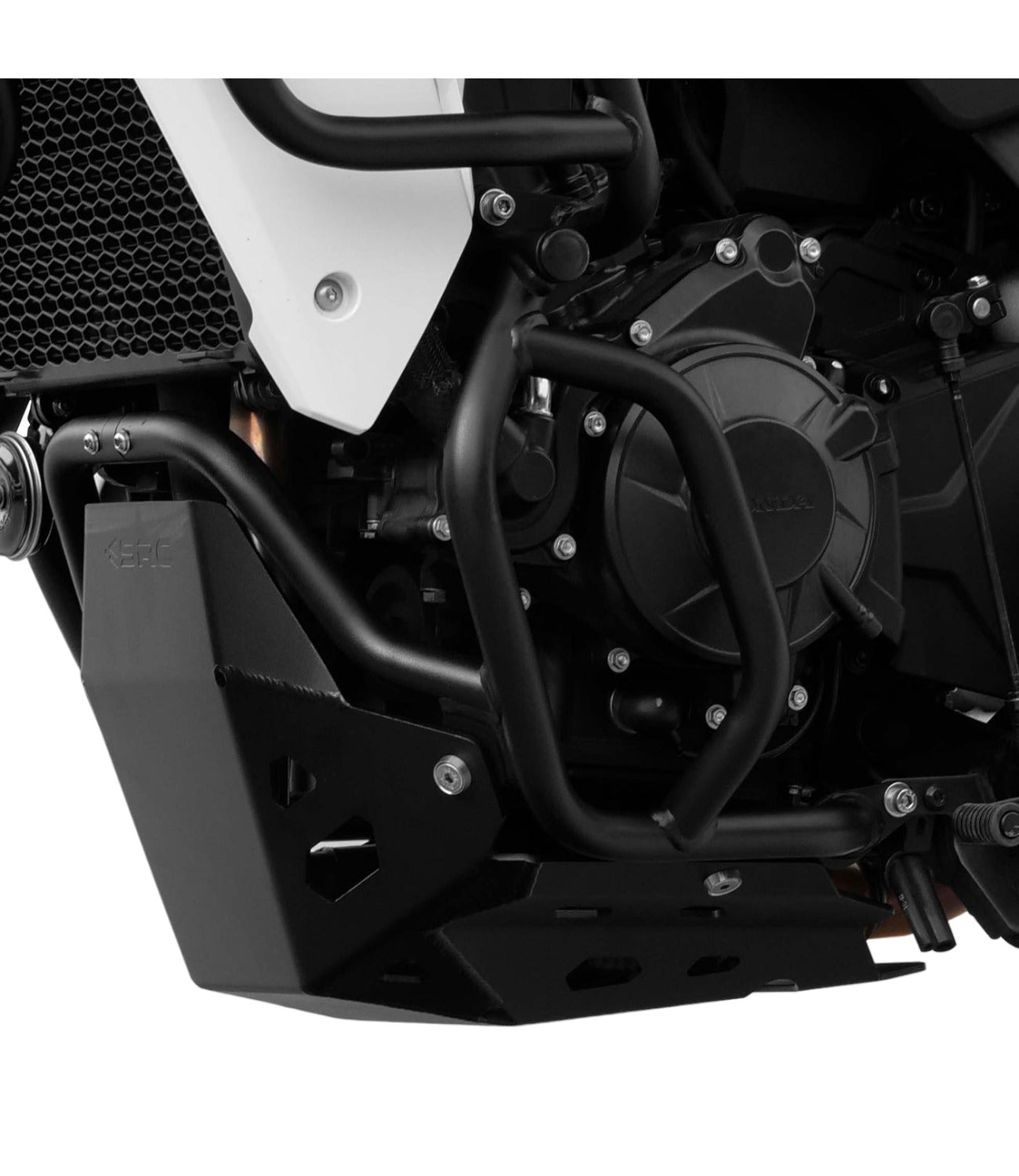 SRC Upper & Lower Crash Bars With Bash Plate For Honda Transalp XL 750 (Black) - Motodrift