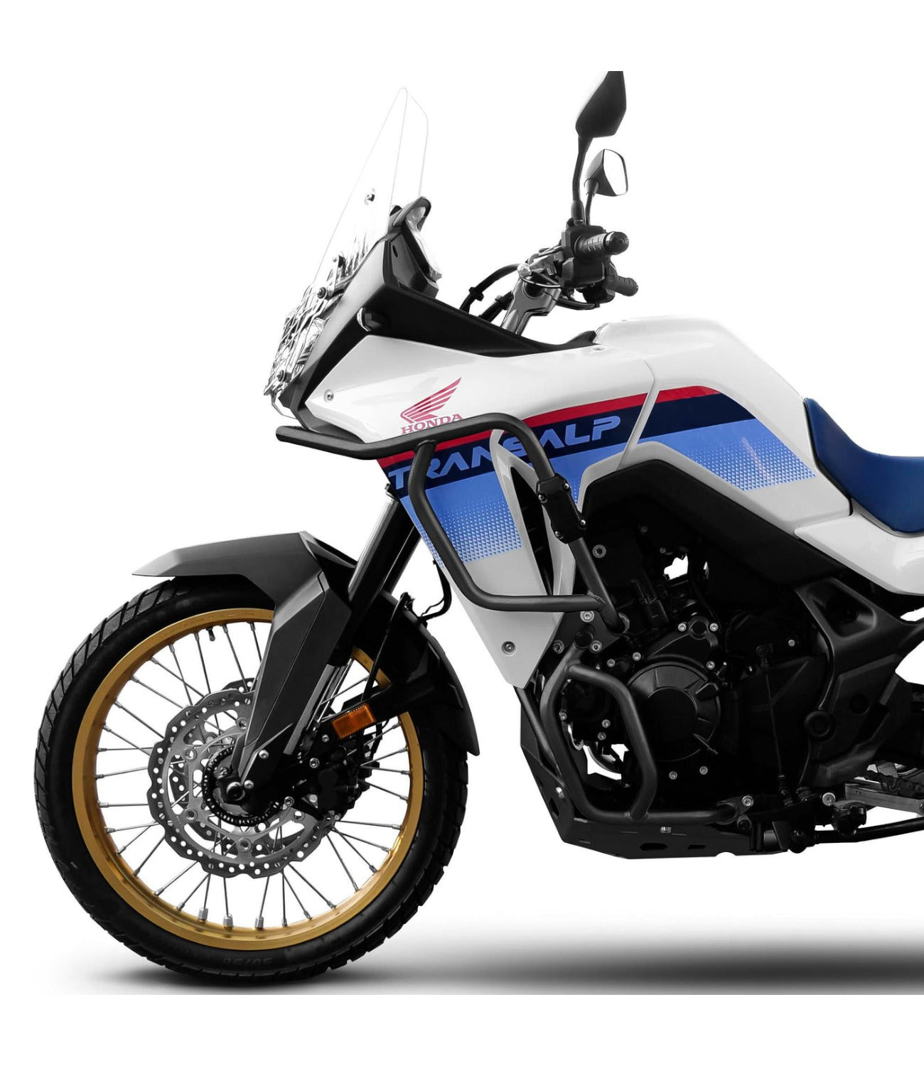 SRC Upper & Lower Crash Bars With Bash Plate For Honda Transalp XL 750 (Black) - Motodrift