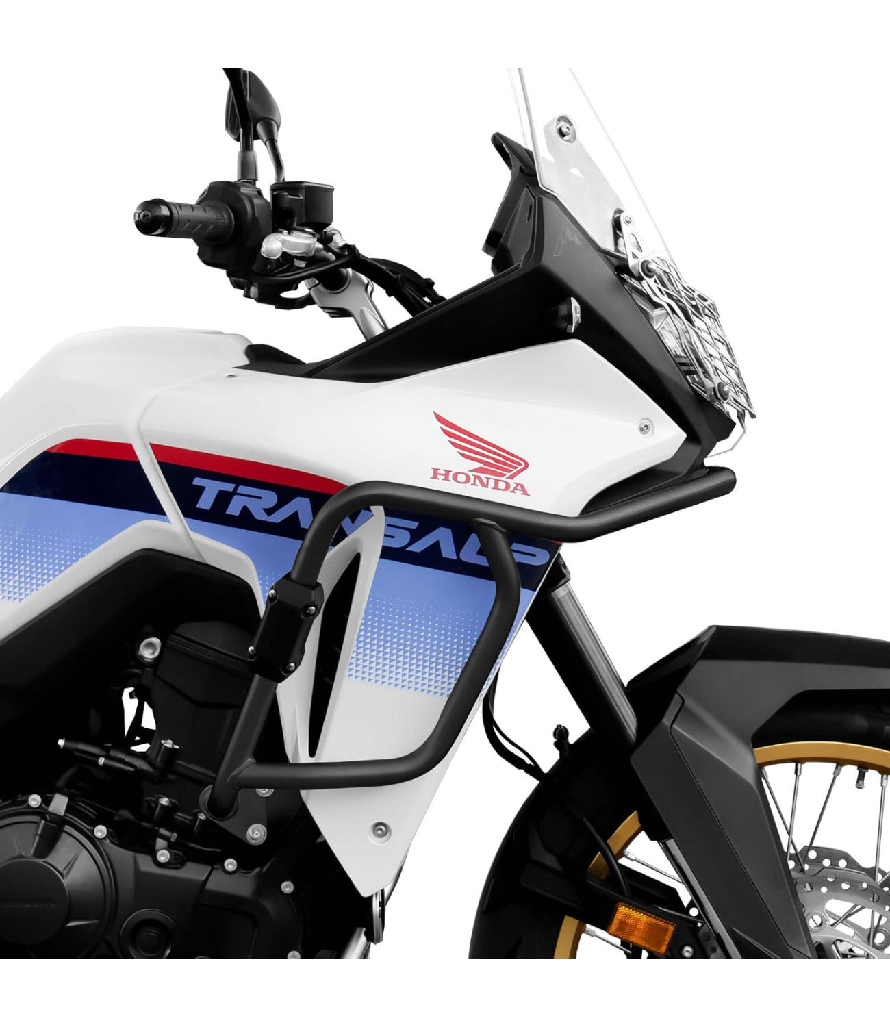 SRC Upper & Lower Crash Bars With Bash Plate For Honda Transalp XL 750 (Black) - Motodrift