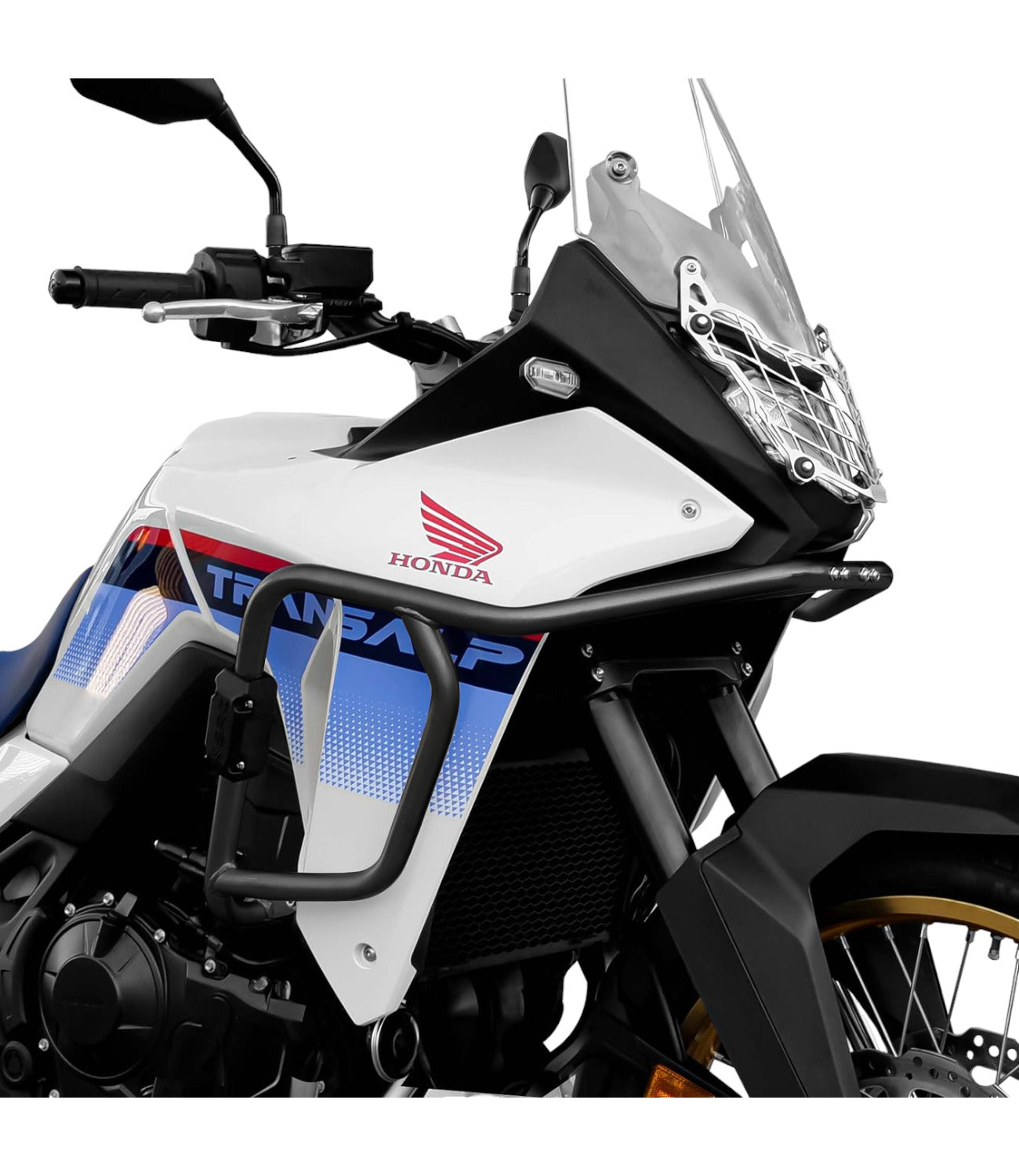 SRC Upper & Lower Crash Bars With Bash Plate For Honda Transalp XL 750 (Black) - Motodrift