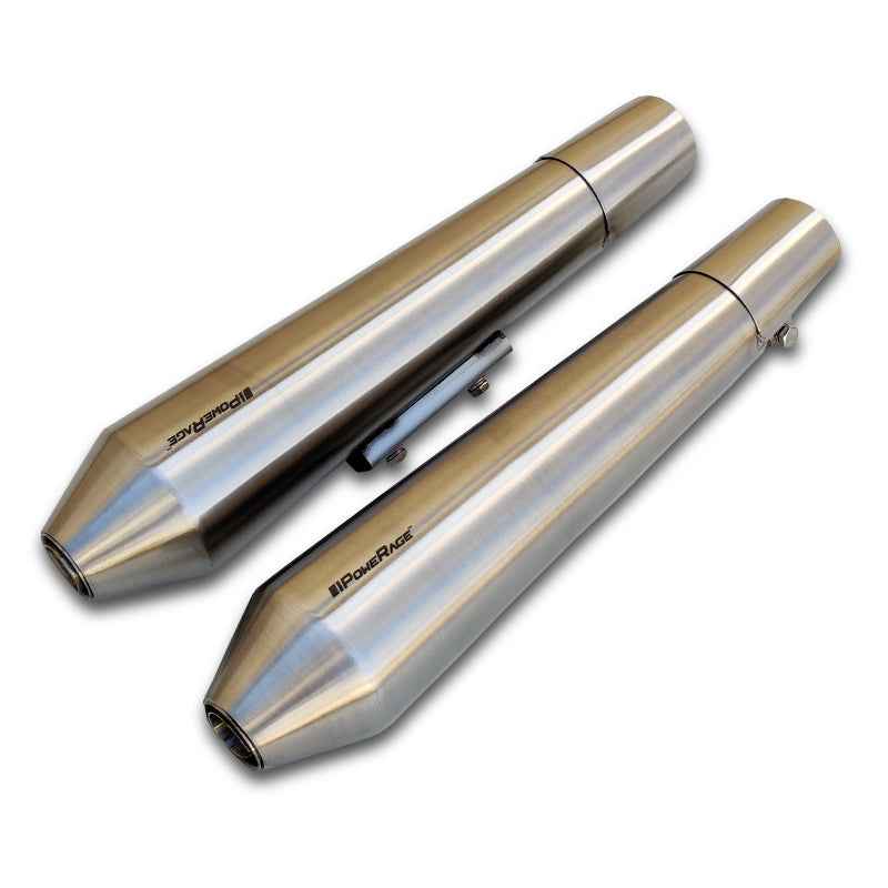 Powerage Slip-Ons Exhaust For RE 650 Twins Brushed Steel Finish - Short - Motodrift