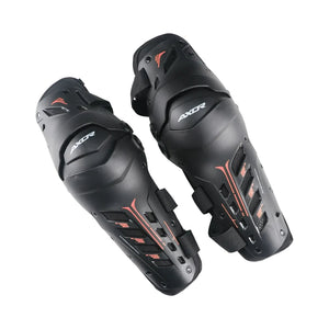 AXOR Impact-X black knee and shin guards with dual-axis bionic design and hard shell sliders