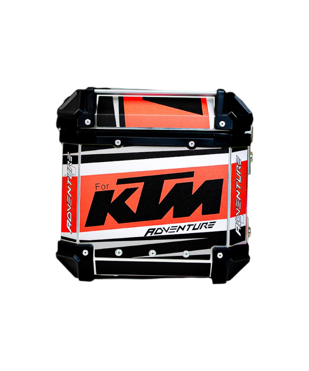 LGP Premium Aluminium KTM Graphics 45 Litres Top Box - Free Backrest and Balaclava - Motodrift