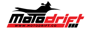 Logo of Motodrift with a black motorcycle silhouette on a white background