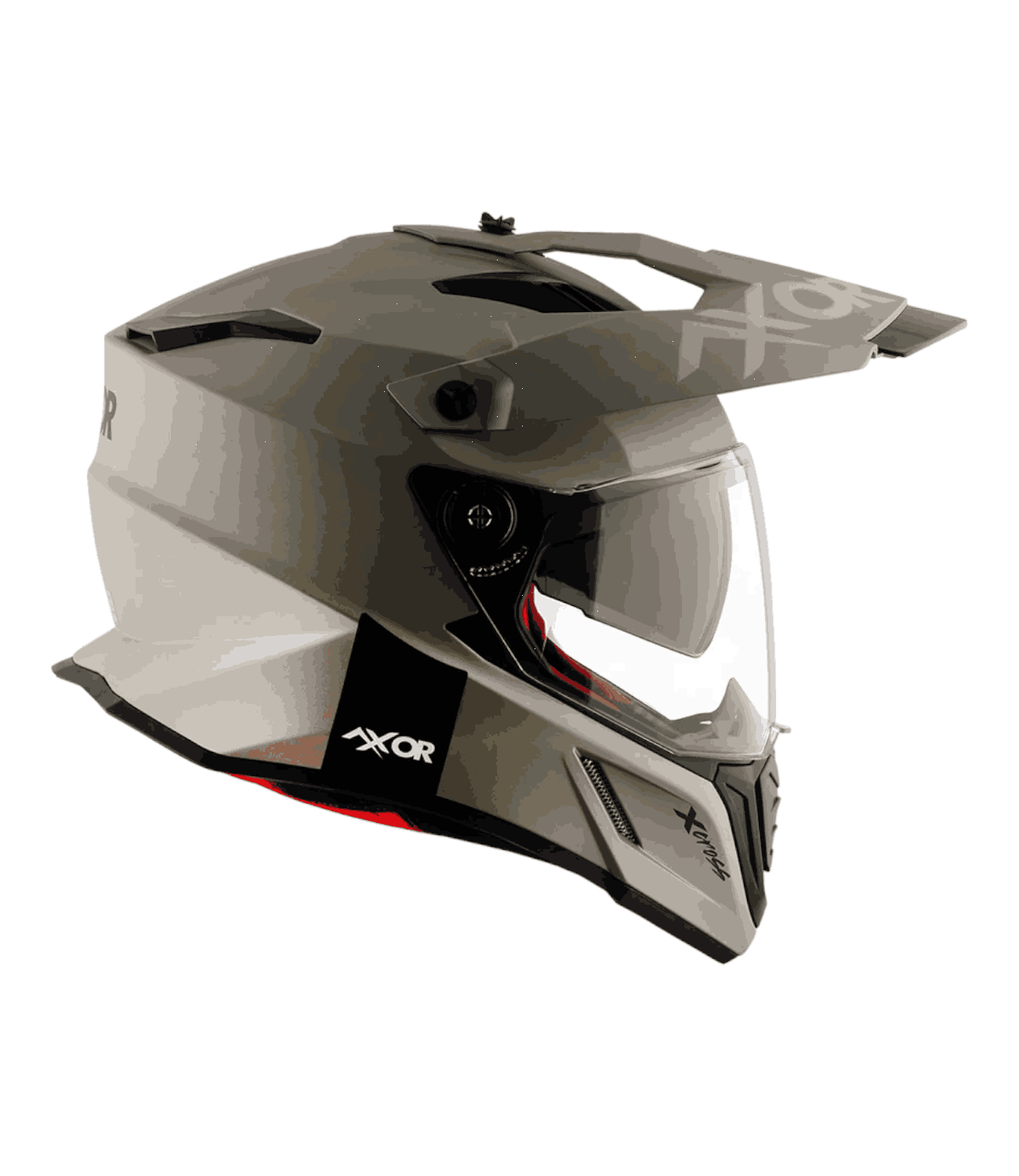 Axor X-Cross Dual Visor Helmet Nickel/Red - Motodrift
