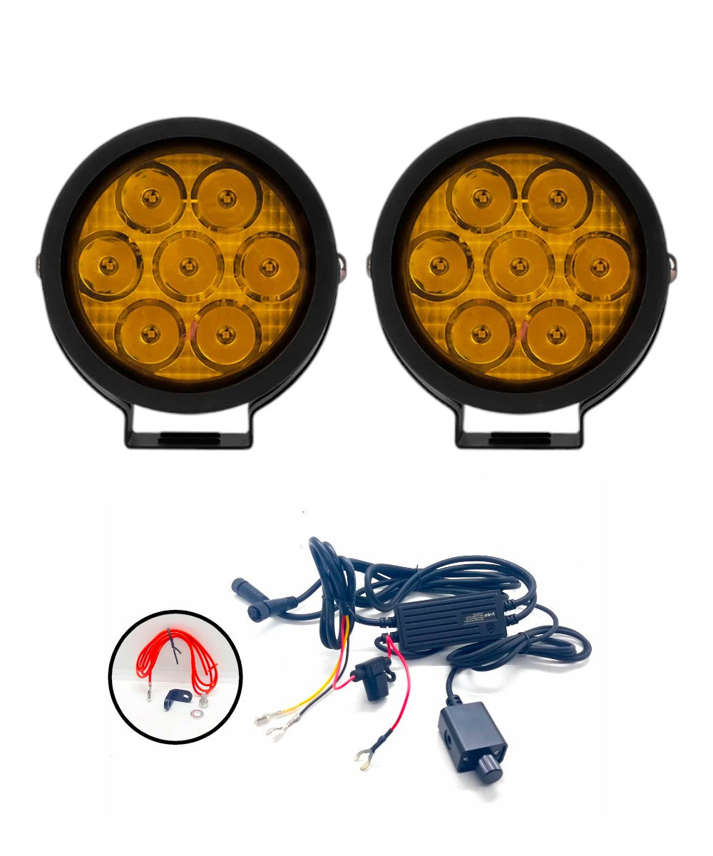 HJG 7 LED Round Fog Light - 70 Watts - Motodrift