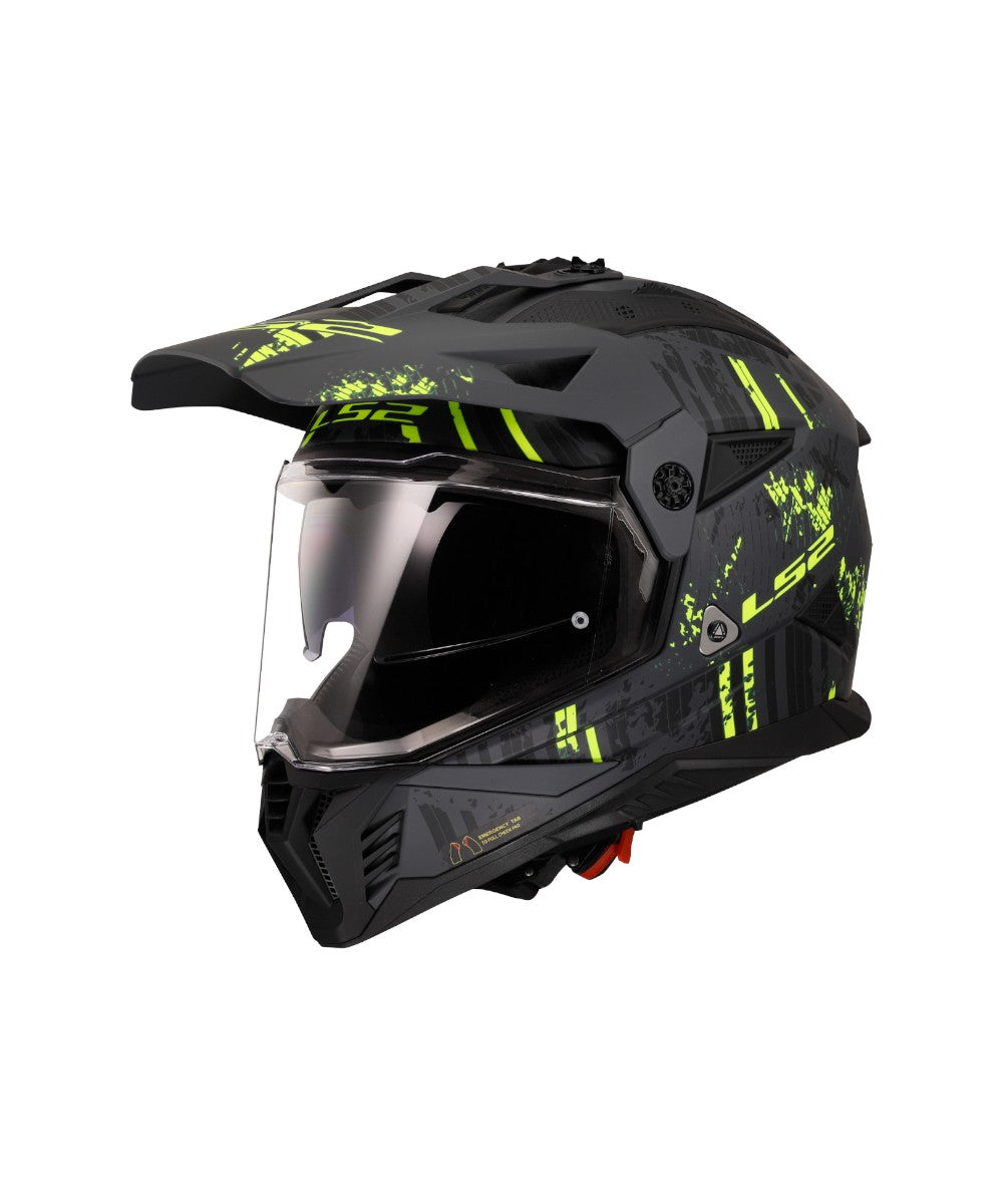 LS2 MX436 Pioneer II Crazy Matt Black H-V Yellow - Motodrift