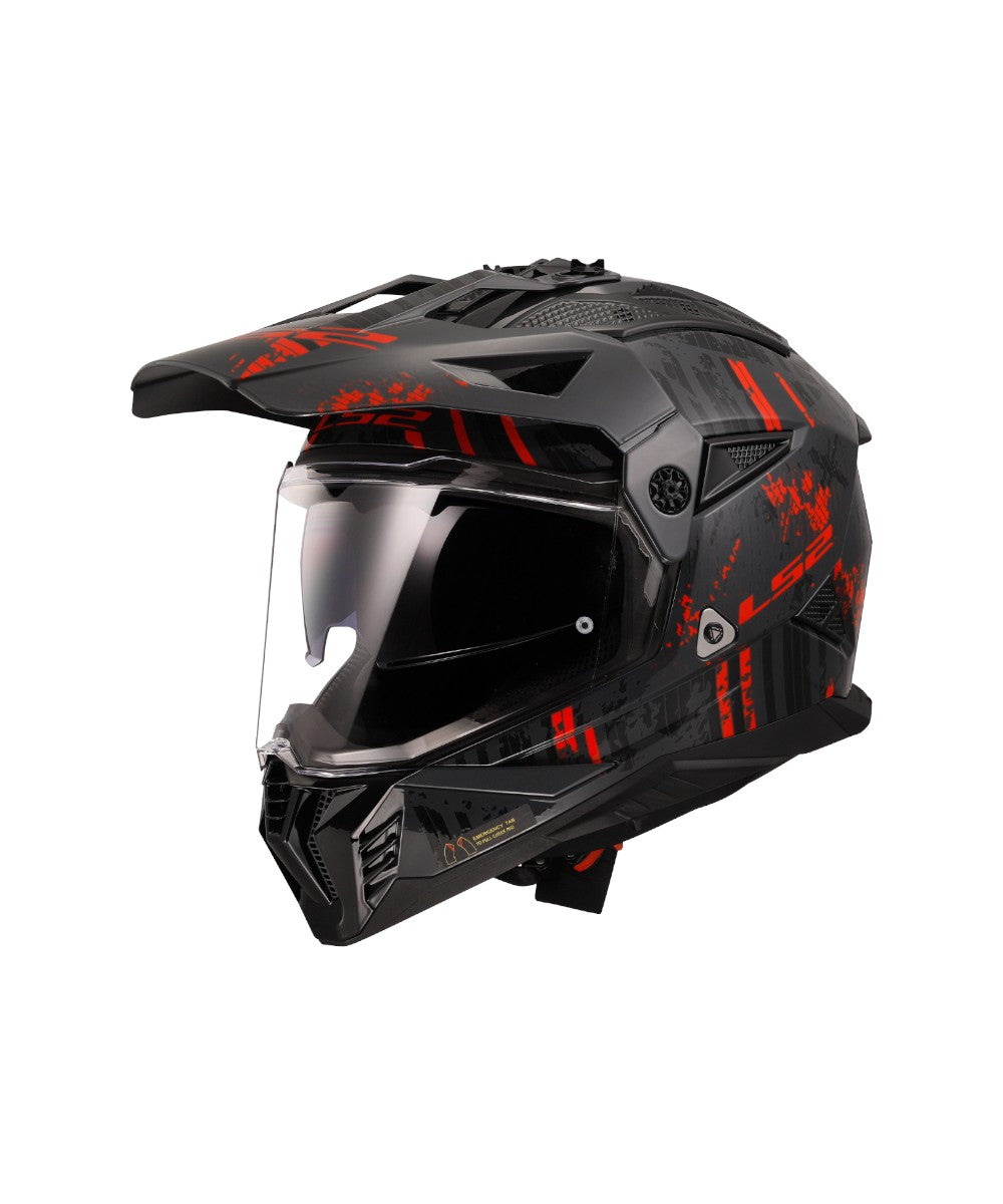 LS2 MX436 Pioneer II Crazy Gloss Black Red - Motodrift