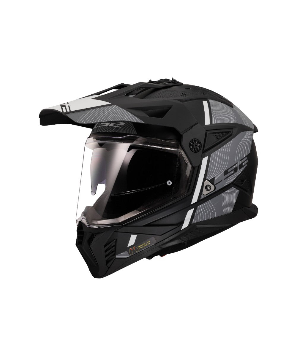 LS2 MX436 Pioneer II Hill Matt Black White - Motodrift