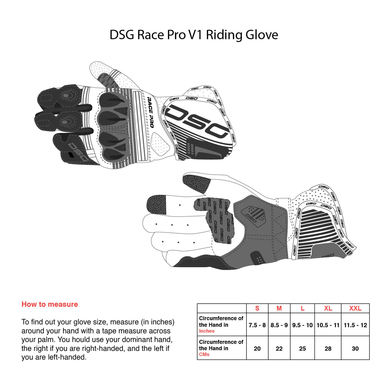 DSG Race Pro V1 Riding Gloves - Motodrift