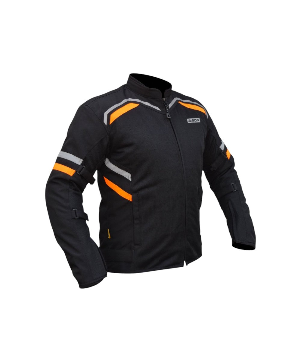 Bison Raptor V.2 – Black/Orange Jacket - Motodrift
