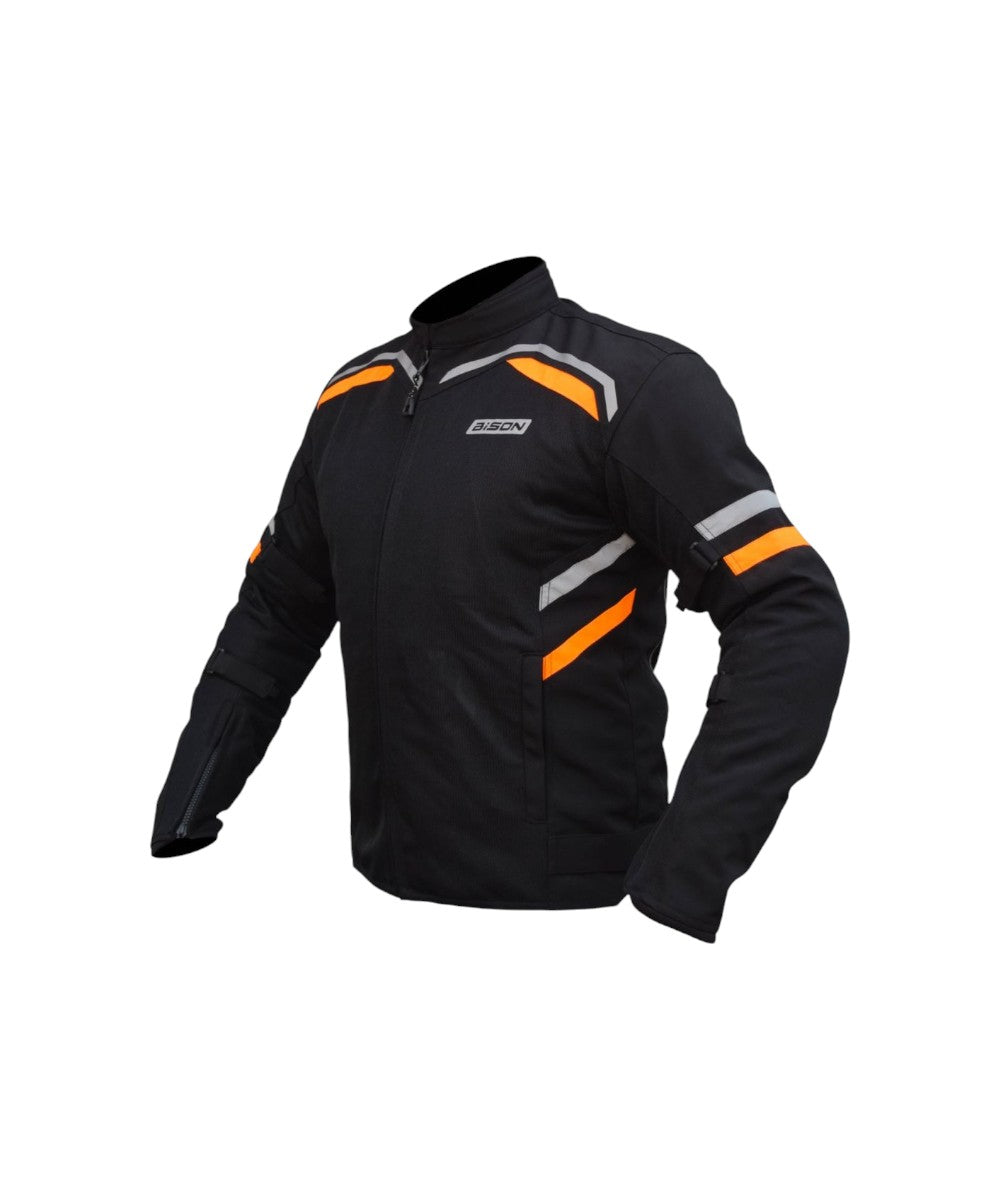 Bison Raptor V.2 – Black/Orange Jacket - Motodrift