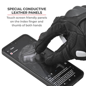 VIATERRA Shifter Short Motorcycle Leather Riding Gloves - Hi-Viz - Motodrift