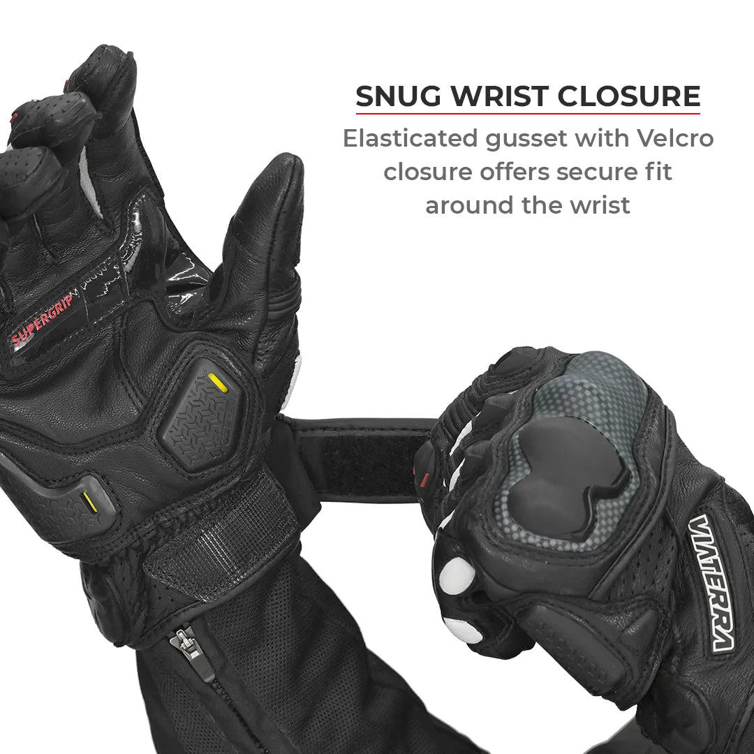 VIATERRA Shifter Short Motorcycle Leather Riding Gloves - Hi-Viz - Motodrift