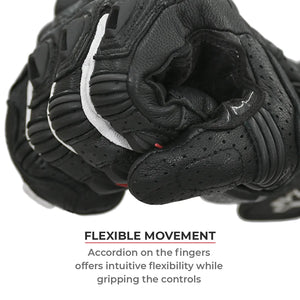 VIATERRA Shifter Short Motorcycle Leather Riding Gloves - Hi-Viz - Motodrift